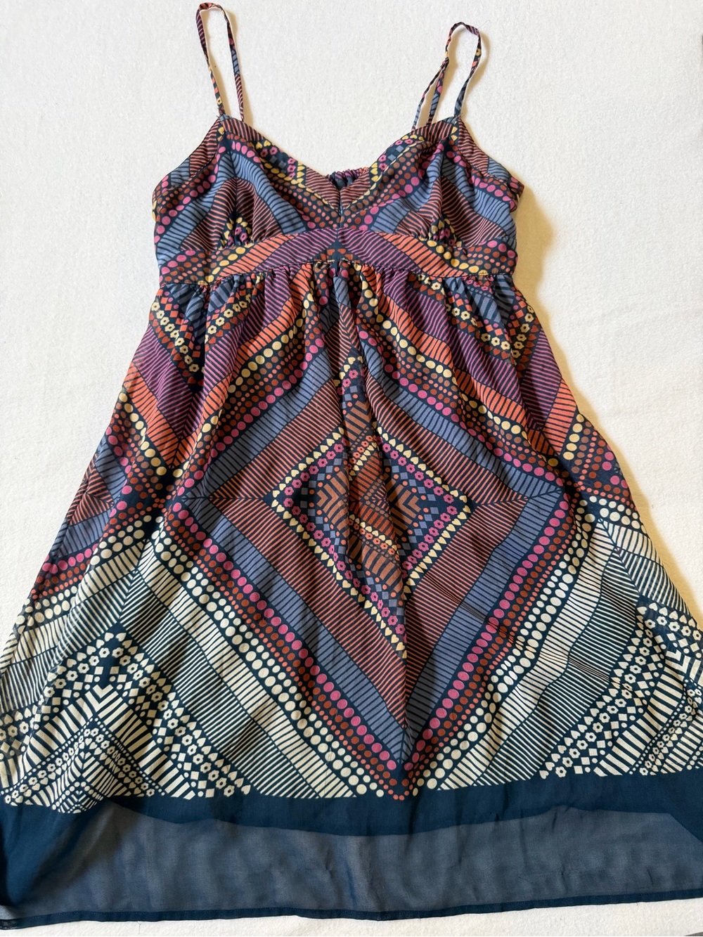 American Eagle Outfitters Girls Navy, Pink, Rust & Cream Printed Sundress